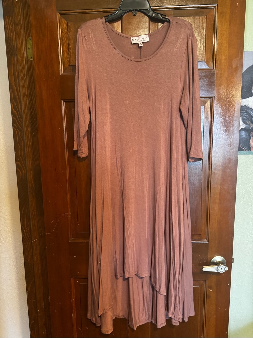 Philosophy Dusty Mauve Asymmetrical Swing Midi Dress XL